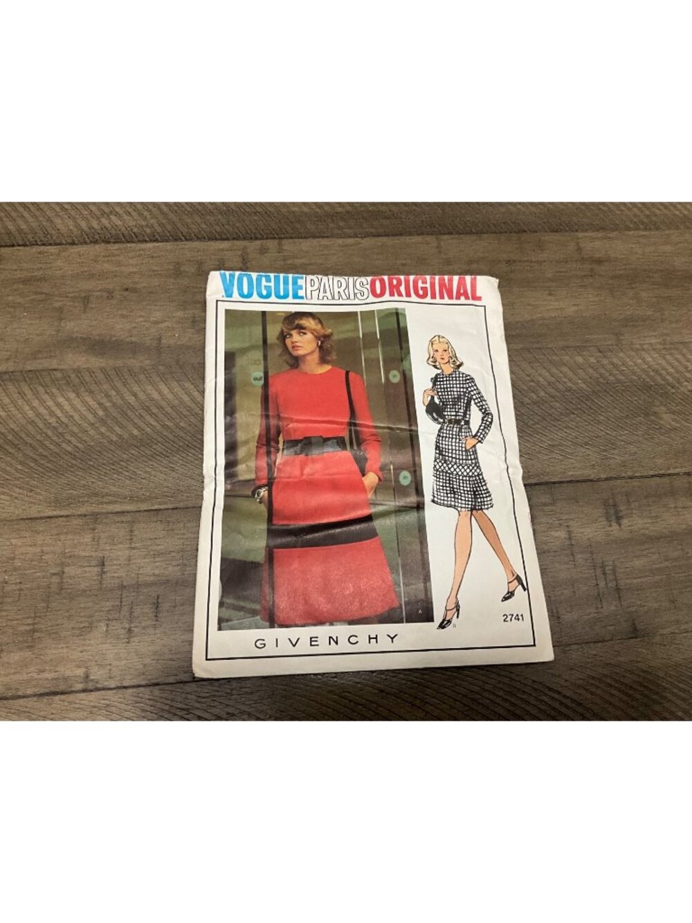 Vogue Givency 2741 Sewing Pattern Dress Semi Fitted A-Line Contrast Size 12